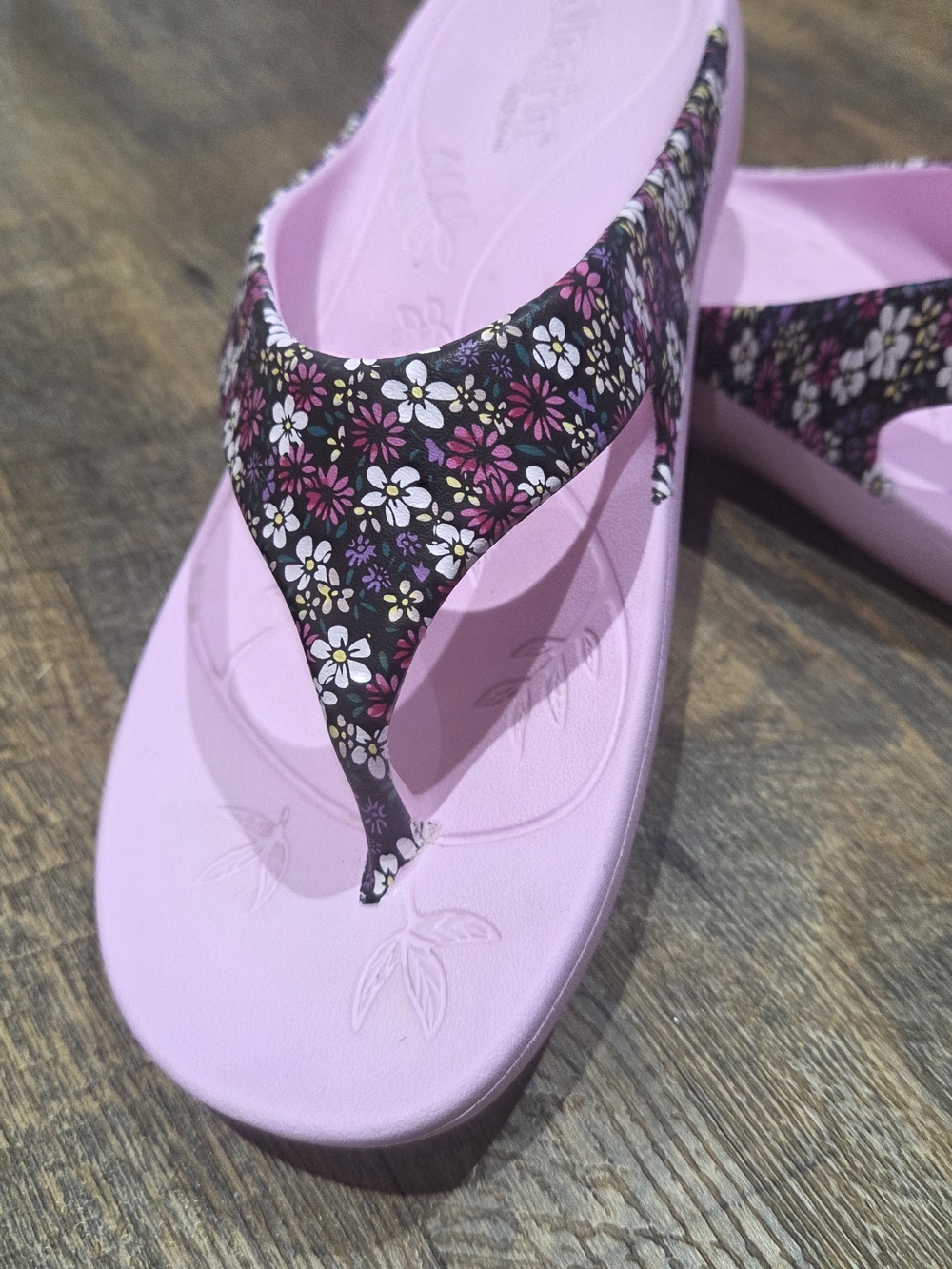 Alegria Pink Floral Thong Sandals - Picture 5 of 11